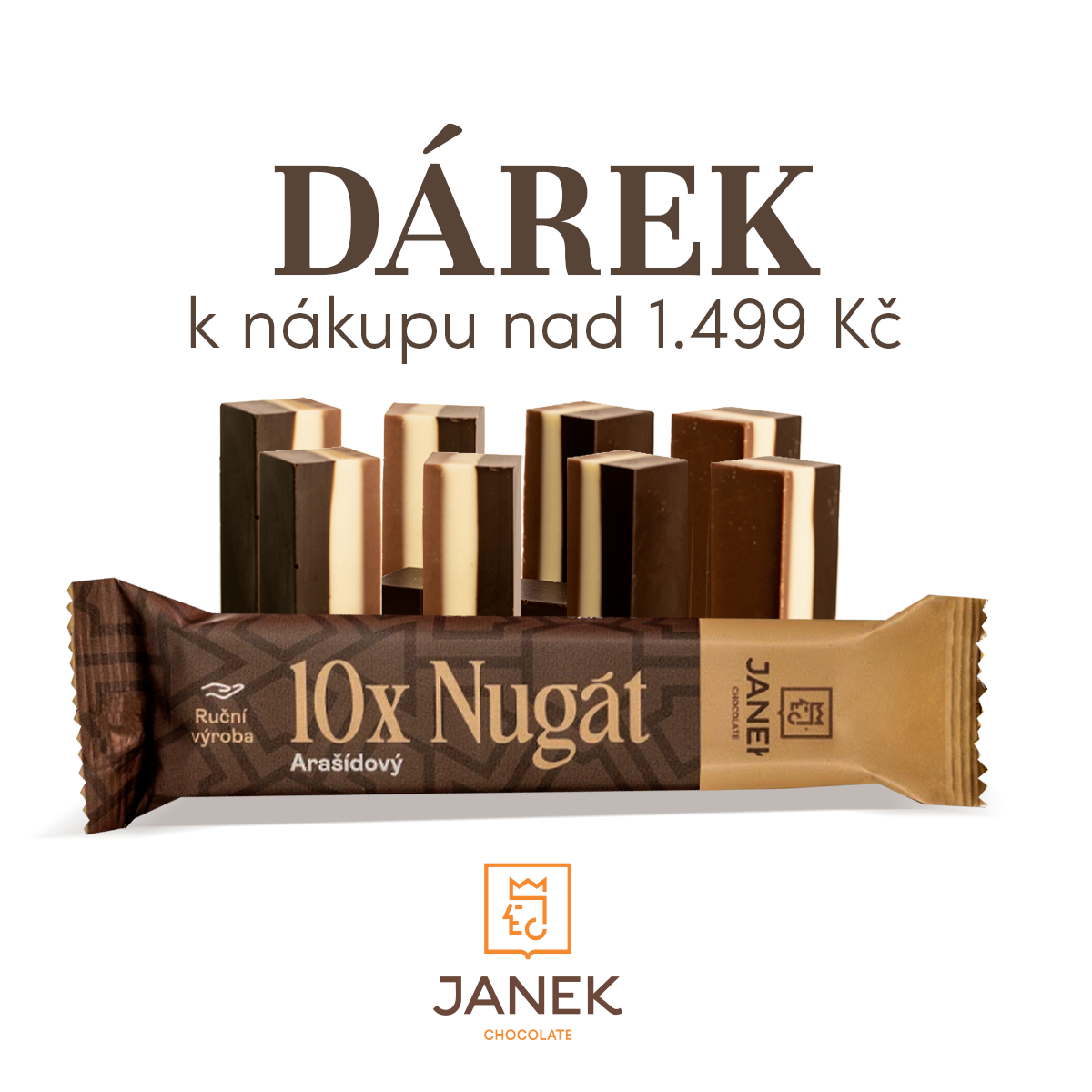 10 kusů JANKOVA arašídového nugátu v novém balení